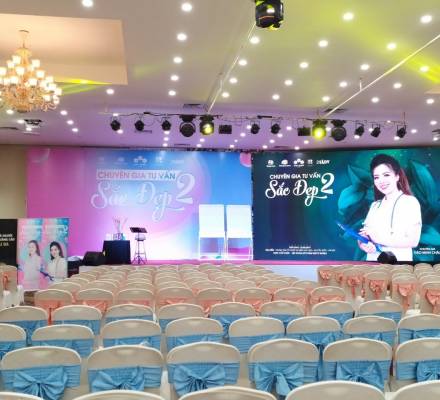 Cho thuê Màn hình LED P3 trong nhà tại sự kiện tư vấn sắc đẹp 2 tại nhà hàng trống đồng